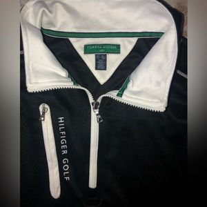 Tommy Hilfiger Golf Zip up Collared Shirt Black White Shirt